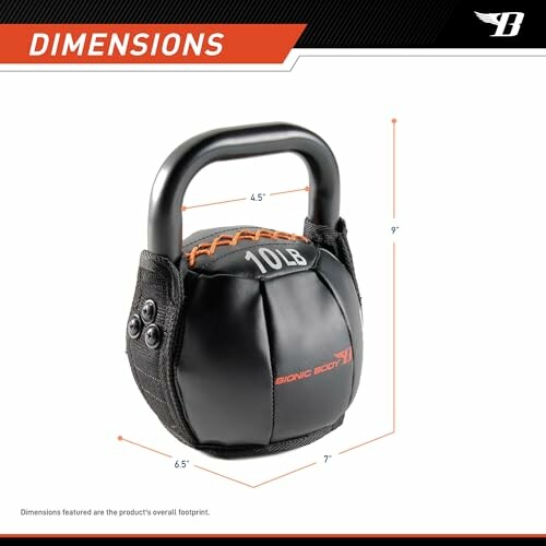 10lb kettlebell with dimensions labeled