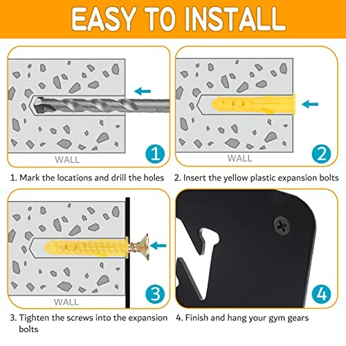 Four-step guide to installing gym gear on a wall.