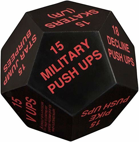 12-sided exercise dice with various workout instructions.