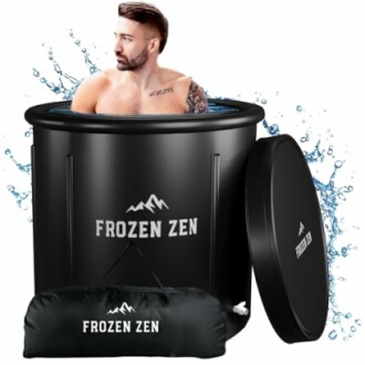 Person in a Frozen Zen ice bath with splashing water