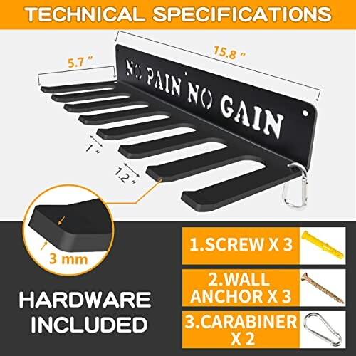 Medal holder with technical specifications and hardware included.