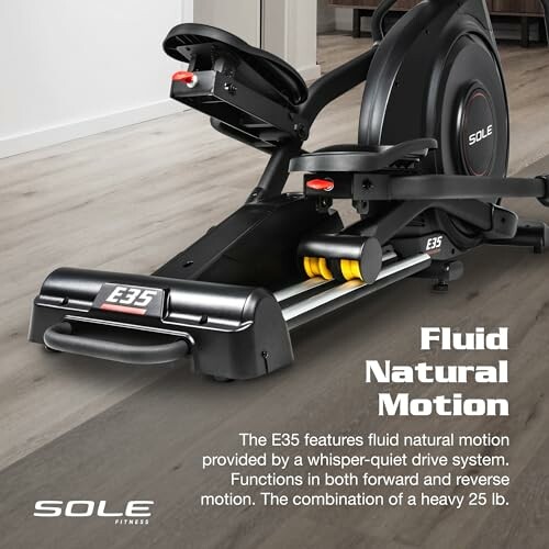 Sole E35 elliptical trainer with fluid natural motion description.